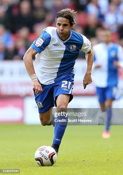 Nuno Gomes of Blackburn in action during the npower Championship match between Charlton Athletic and Blackburn Rovers at The Valley on September 29,...