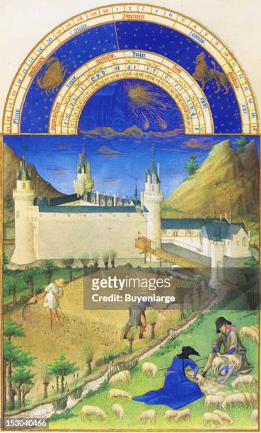 More of the harvest; the sheep are being shorn and the hay is being reaped. The chateau behind them is that which formerly stood on the Clain at...