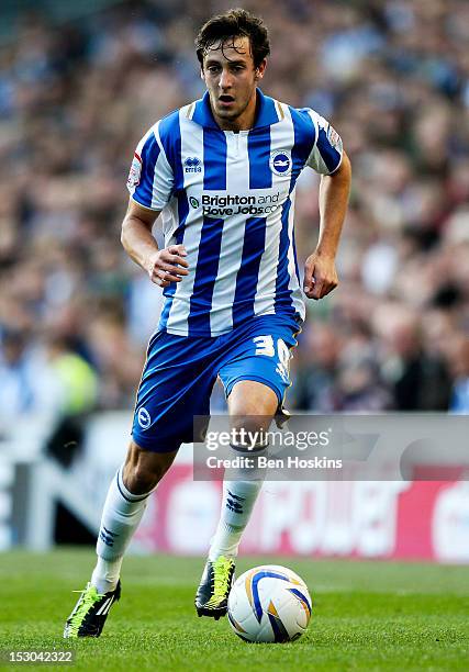 Will Buckley of Brighton in action during the npower Championship match between Brighton and Hove Albion and Birmingham City at the Amex Stadium on...