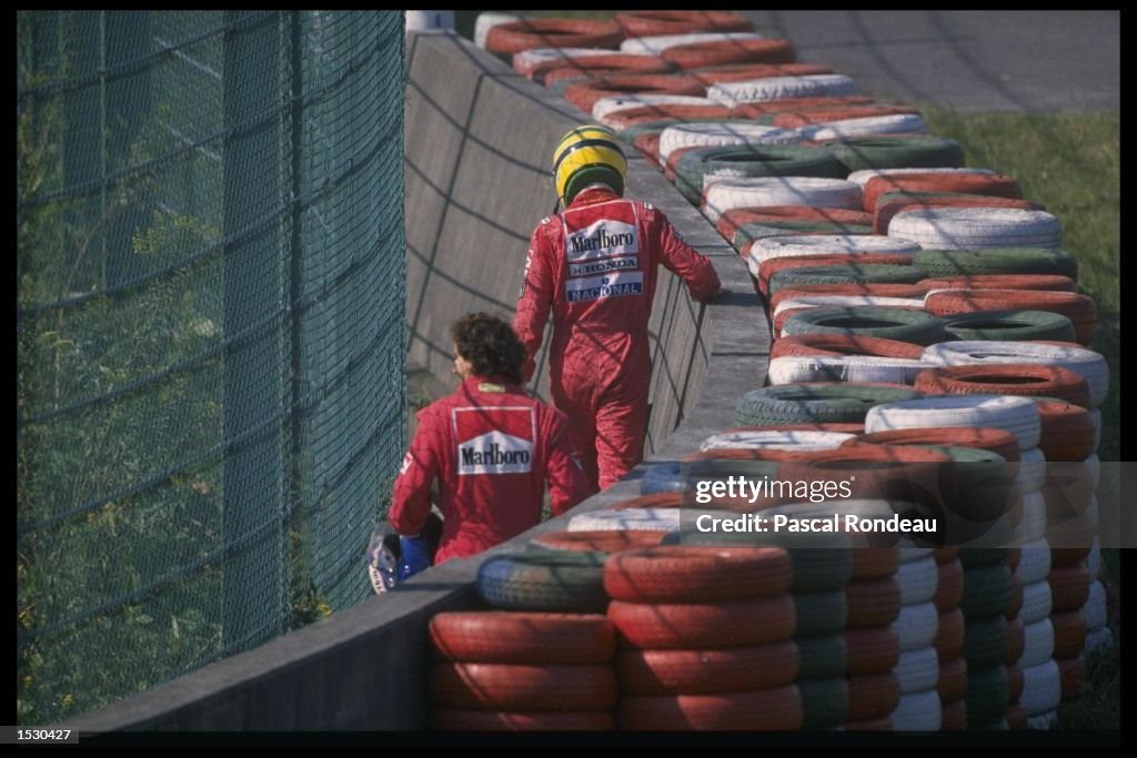Aryton Senna of Brazil and Alain Prost