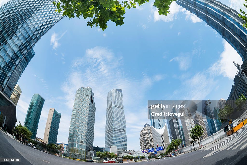 Modern city with blue sky ,shanghai