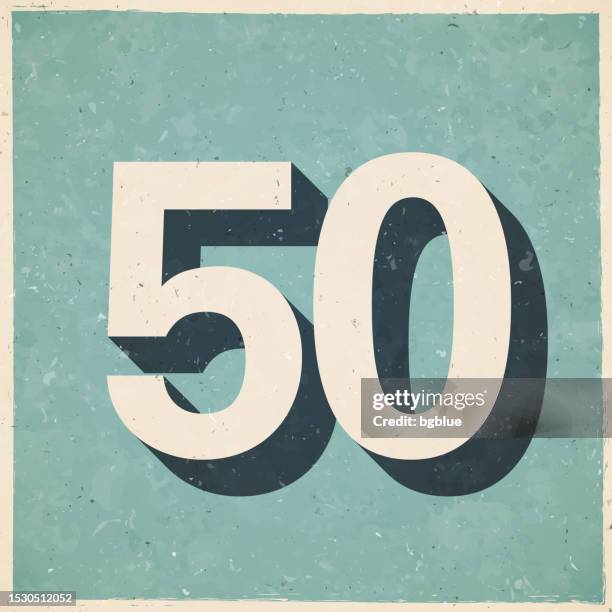 ilustrações de stock, clip art, desenhos animados e ícones de 50 - number fifty. icon in retro vintage style - old textured paper - número 50