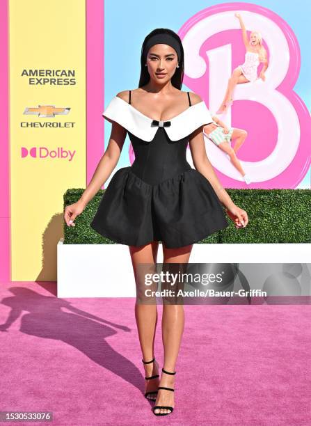 Shay Mitchell attends the World Premiere of "Barbie" at Shrine Auditorium and Expo Hall on July 09, 2023 in Los Angeles, California.