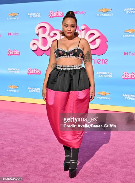 Kiersey Clemons attends the World Premiere of "Barbie" at Shrine Auditorium and Expo Hall on July 09, 2023 in Los Angeles, California.