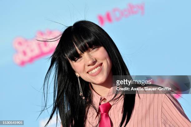 Billie Eilish attends the World Premiere of "Barbie" at Shrine Auditorium and Expo Hall on July 09, 2023 in Los Angeles, California.