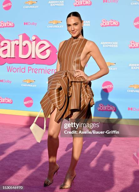 Gal Gadot attends the World Premiere of "Barbie" at Shrine Auditorium and Expo Hall on July 09, 2023 in Los Angeles, California.