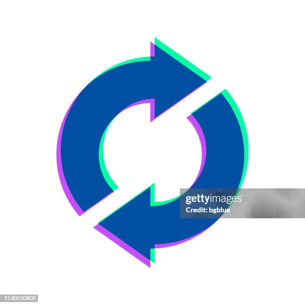 refresh. icon with two color overlay on white background - double arrow stock illustrations