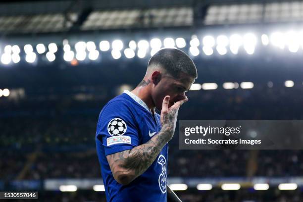 Enzo Fernandez of Chelsea during the UEFA Champions League match between Chelsea v Real Madrid at the Stamford Bridge on April 18, 2023 in London...