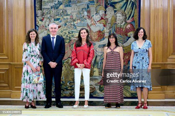 Queen Letizia of Spain receives in audience representation of the SM group and winners of the 45th edition of the SM awards for children's and youth...