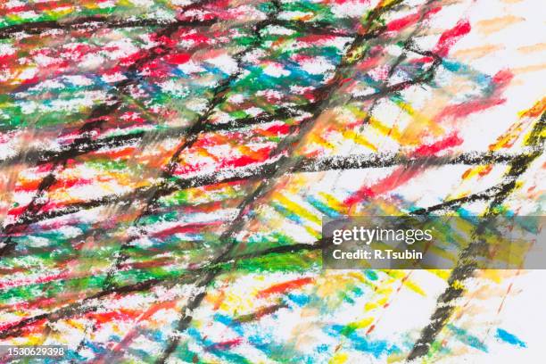 crayon drawing texture of different colors - abstract background - on paper - crayon hatching stock pictures, royalty-free photos & images