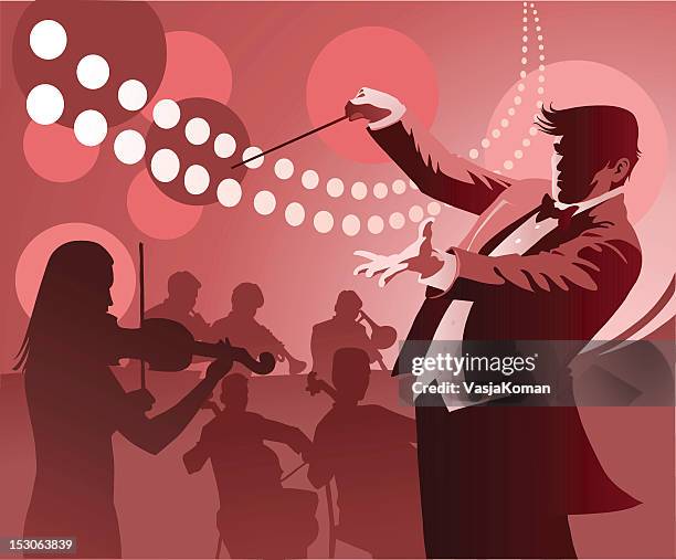 ilustraciones, imágenes clip art, dibujos animados e iconos de stock de conductor de realizar - director de orquesta