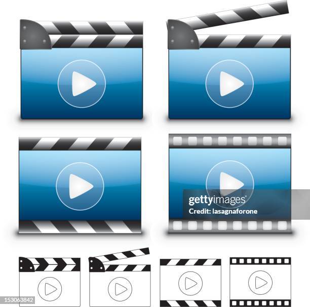 stockillustraties, clipart, cartoons en iconen met video player collection - dvd speler