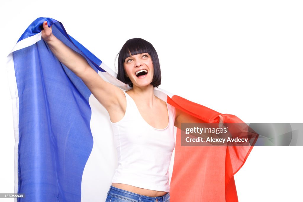 Woman with France flag