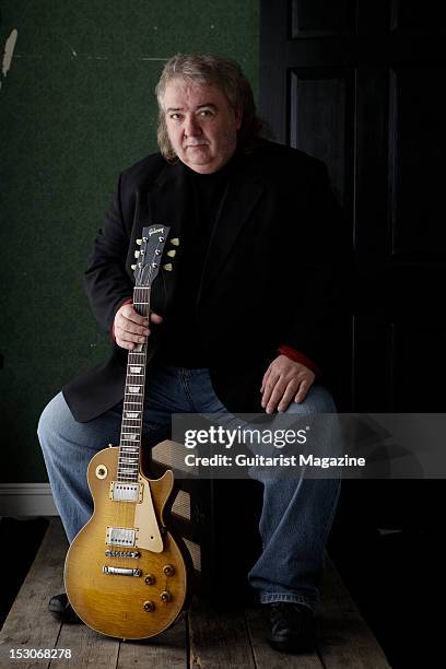 English rock guitarist Bernie Marsden, famous for his work with English rock band Whitesnake, during a portrait shoot for Guitarist Magazine/Future...