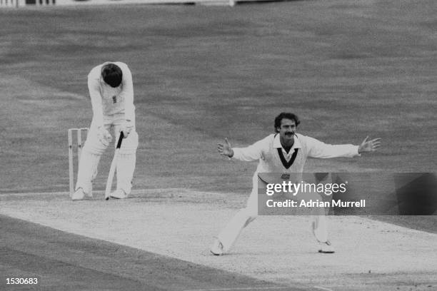 Dennis Lillee of Australia has Mike Gatting of England lbw during the third test at Headingley in Leeds. Mandatory Credit: Adrian Murrell/Allsport