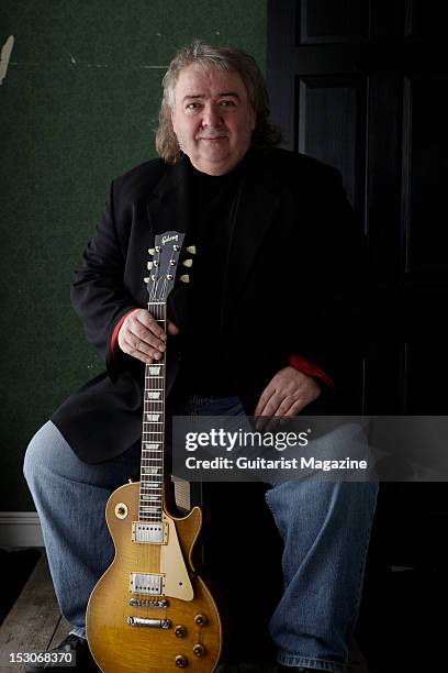 English rock guitarist Bernie Marsden, famous for his work with English rock band Whitesnake, during a portrait shoot for Guitarist Magazine/Future...