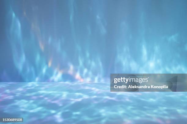 empty underwater background - green, blue, teal  3d stage with light refraction effect through water waves texture - stage light 3d stock pictures, royalty-free photos & images