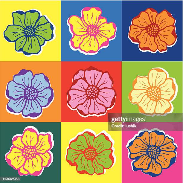 pop art blossom - flower close up stock illustrations