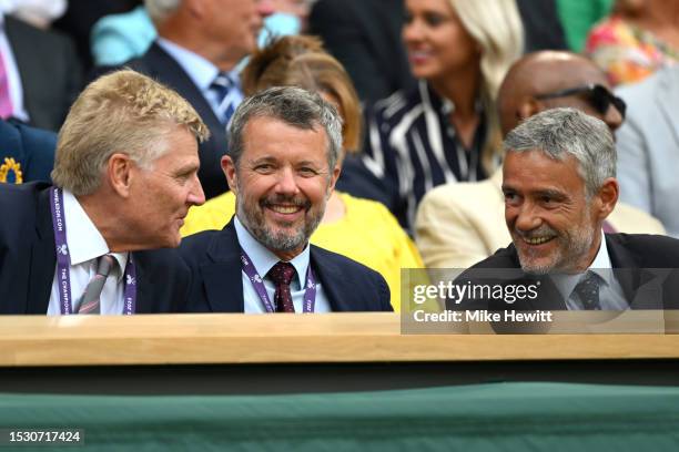 Crown Prince Frederik of Denmark looks on from the Royal Box prior to the Women's Singles fourth round match between Beatriz Haddad Maia of Brazil...