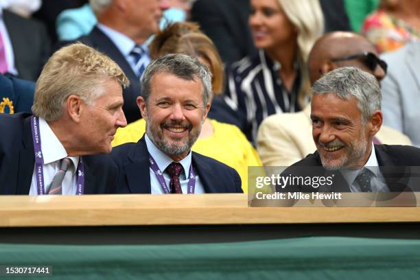 Crown Prince Frederik of Denmark looks on from the Royal Box prior to the Women's Singles fourth round match between Beatriz Haddad Maia of Brazil...