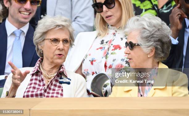 Birgitte, Duchess of Gloucester attends day eight of the Wimbledon Tennis Championships at All England Lawn Tennis and Croquet Club on July 10, 2023...