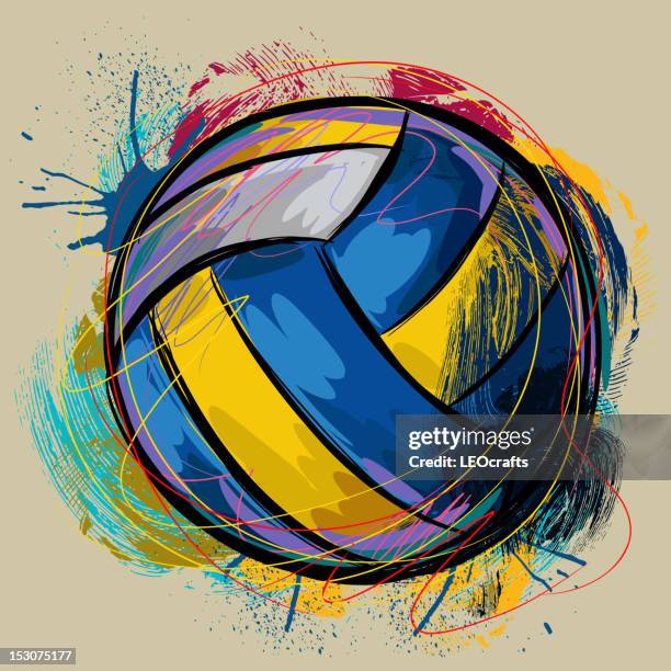 stockillustraties, clipart, cartoons en iconen met colorful volleyball - volleybal teamsport