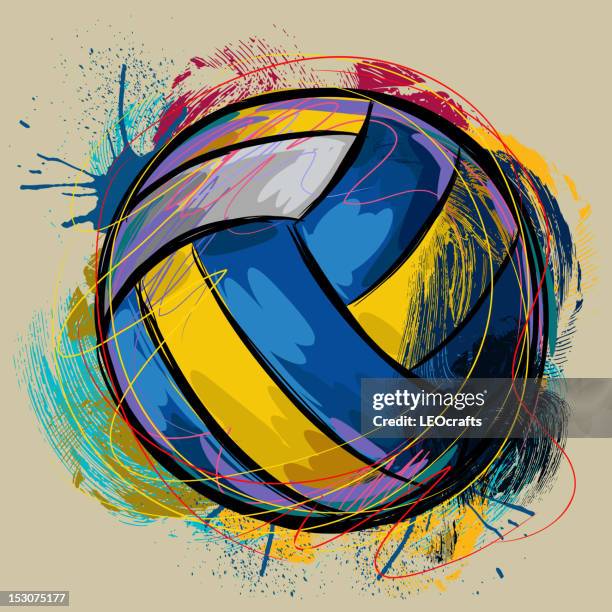 colorful volleyball - painterly effect stock illustrations