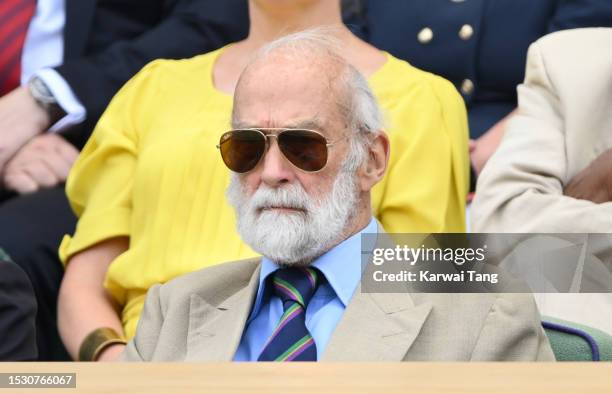 Prince Michael of Kent attends day eight of the Wimbledon Tennis Championships at All England Lawn Tennis and Croquet Club on July 10, 2023 in...