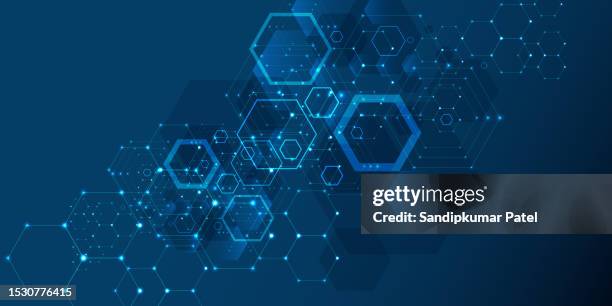 abstract technology or medical background with hexagons shape pattern. - hexagon stock illustrations