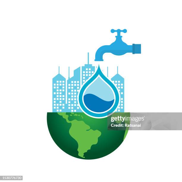 stockillustraties, clipart, cartoons en iconen met save water concept - waterbesparing