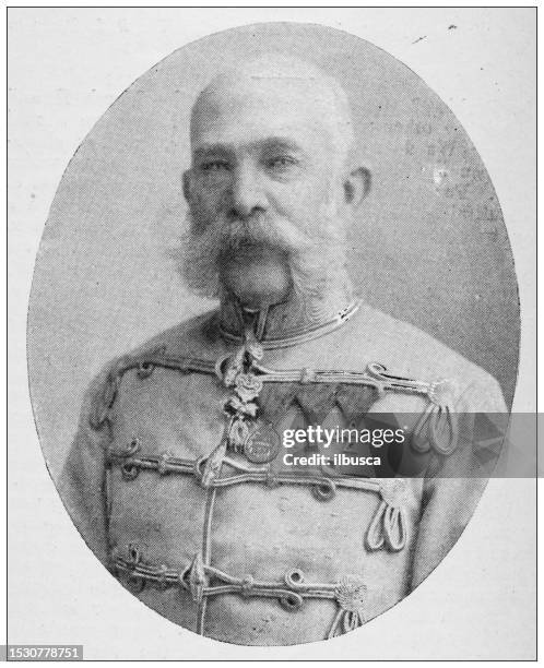 antikes bild aus britischer zeitschrift: franz joseph i. von österreich, kaiser von österreich - emperor stock-grafiken, -clipart, -cartoons und -symbole