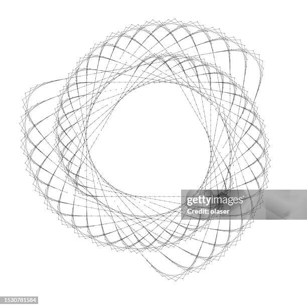 complex rotating triangle made of lines and dots - smooth process icon stock illustrations