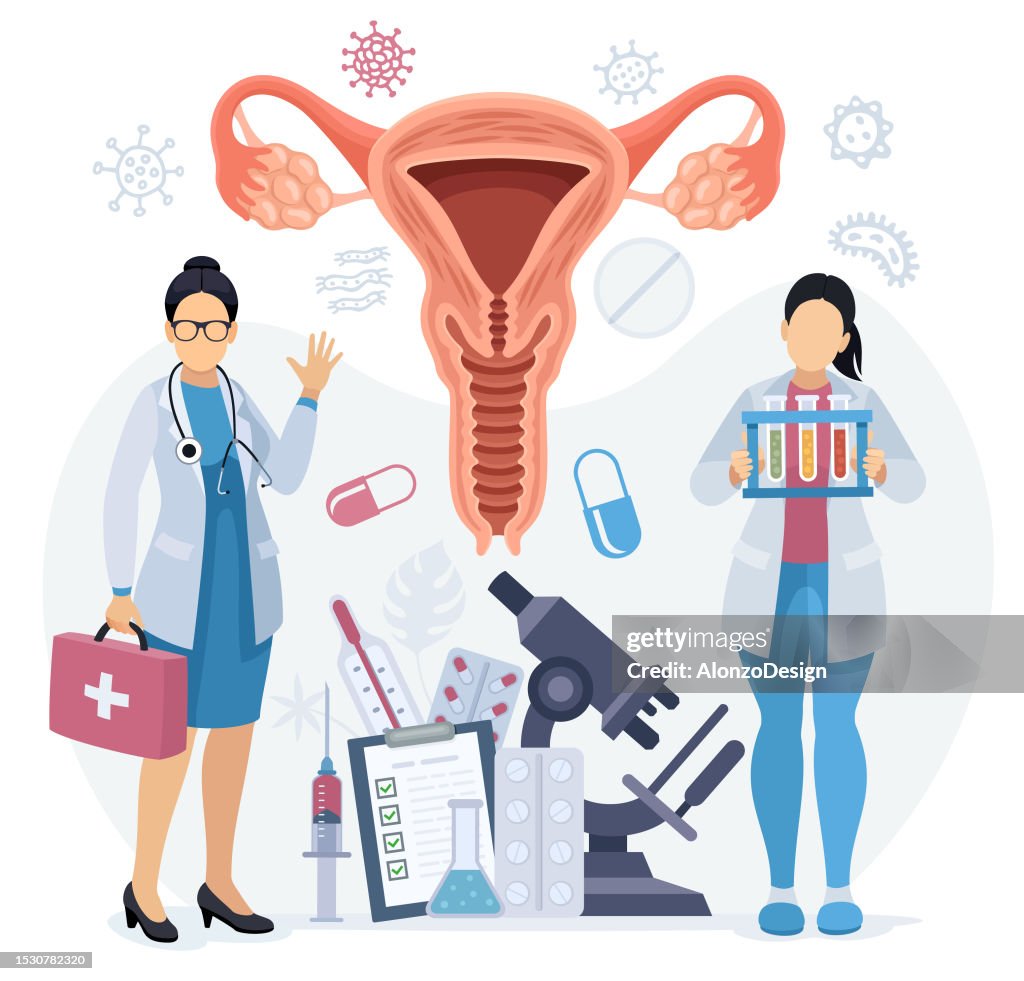 Gynecologists examining uterus