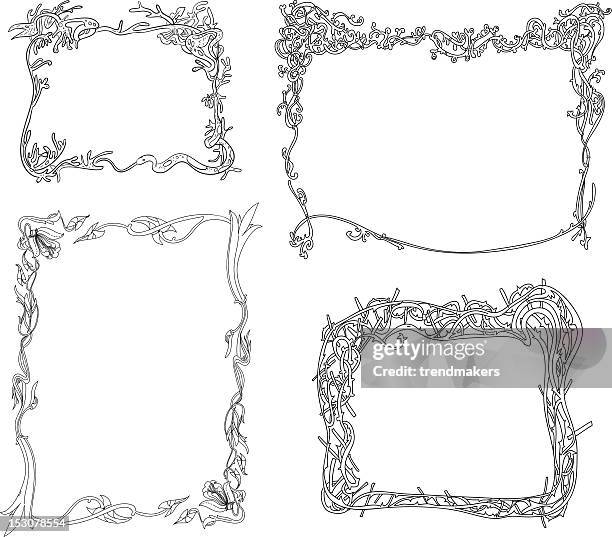 hand drawn frames - snake white background stock illustrations