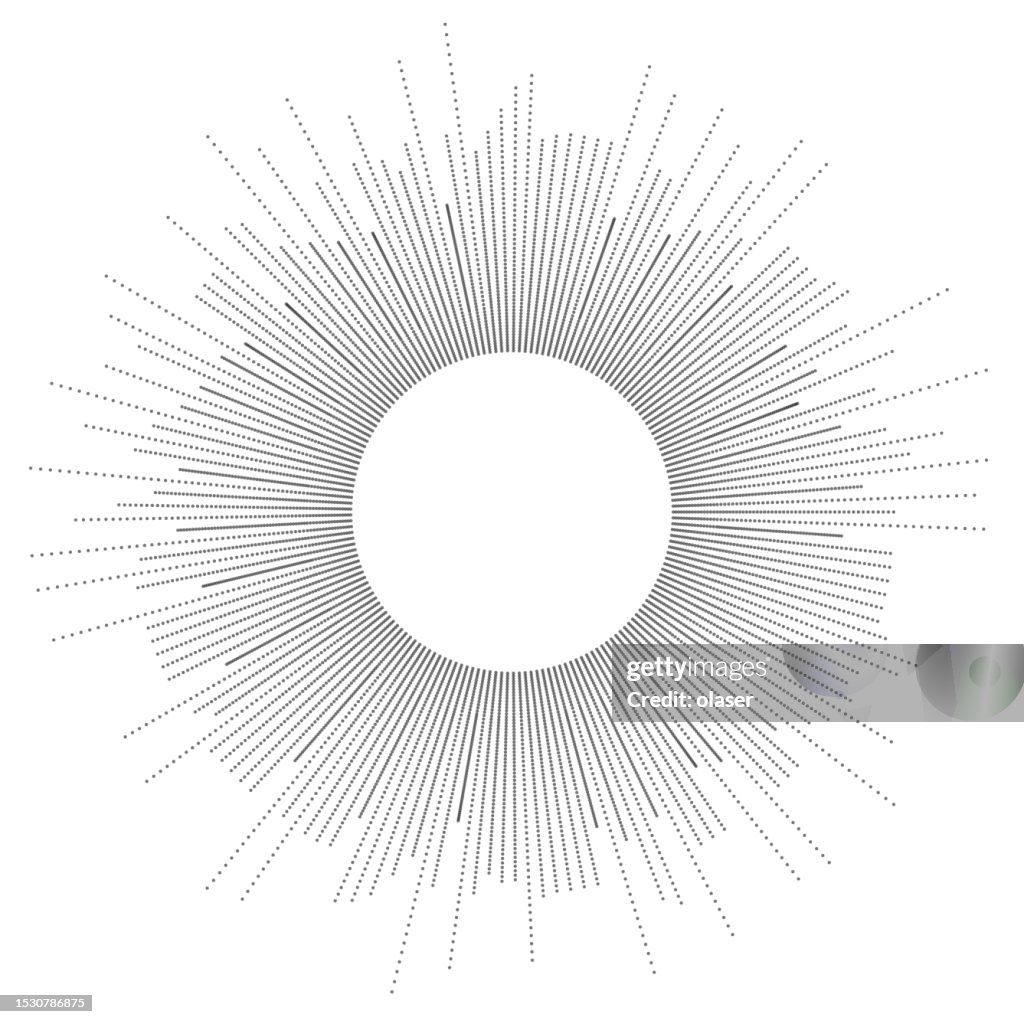 Sun Shape Line Pattern Radial Even Lines Of Dots Forming Sun Shape High-Res Vector Graphic ...