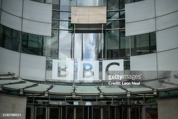General view of the front of BBC Broadcasting House on July 10, 2023 in London, England. Last week, the Sun newspaper published allegations that a...
