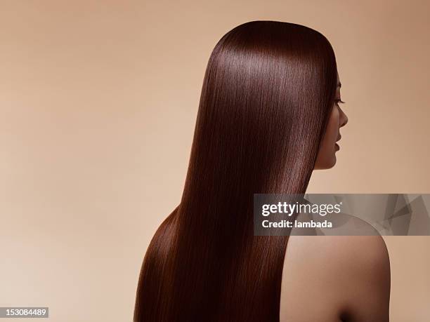 woman with perfect straight hair - straight hair 個照片及圖片檔