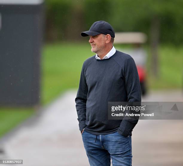 Jorg Schmadtke sporting director of Liverpool during a training session at AXA Training Centre on July 10, 2023 in Kirkby, England.