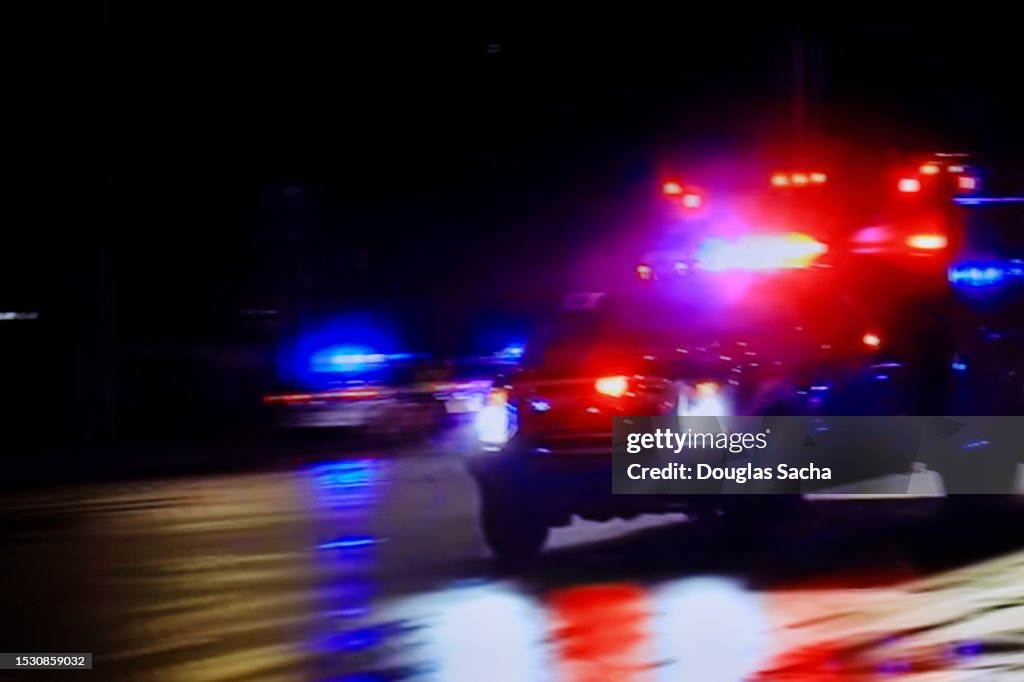 High speed pursuit - flashing lights on an ambulance