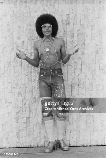 Soul Train dancer Tyrone Swan during a fashion shoot, United States, 27th March 1974.