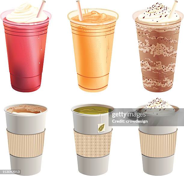 stockillustraties, clipart, cartoons en iconen met cafe beverages collection - whipped cream