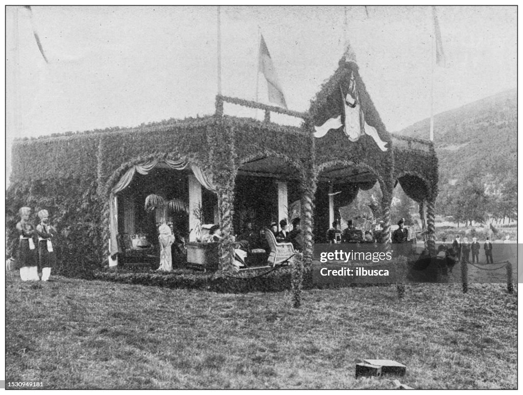 Antique image from British magazine: Queen Victoria at Balmoral Gathering