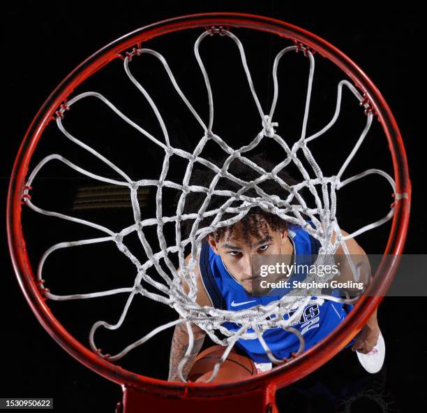 Dereck Lively II of the Dallas Mavericks poses for a portrait during the 2023 NBA Rookie Photo Shoot on July 13, 2023 at the University of Nevada,...