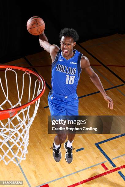 Olivier-Maxence Prosper of the Dallas Mavericks poses for a portrait during the 2023 NBA Rookie Photo Shoot on July 13, 2023 at the University of...