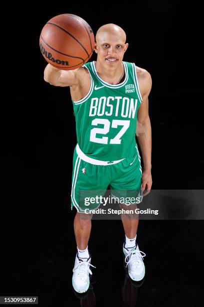 Jordan Walsh of the Boston Celtics poses for a portrait during the 2023 NBA Rookie Photo Shoot on July 13, 2023 at the University of Nevada, Las...