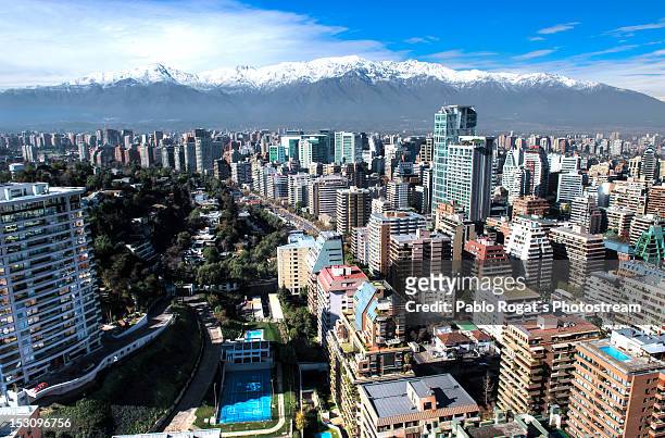 city aerial view - santiago chile stock pictures, royalty-free photos & images