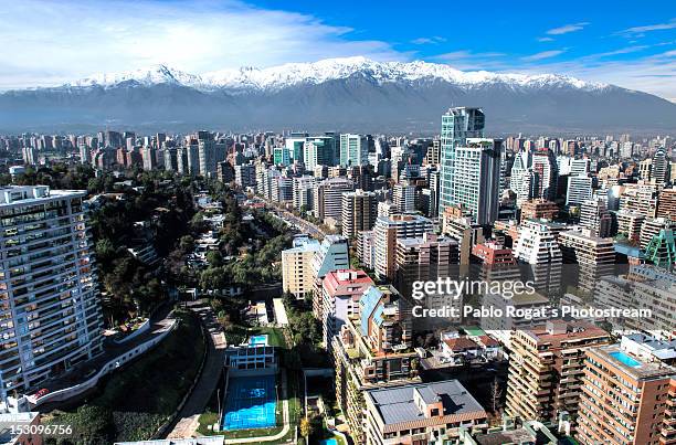 city aerial view - santiago região metropolitana de santiago - fotografias e filmes do acervo