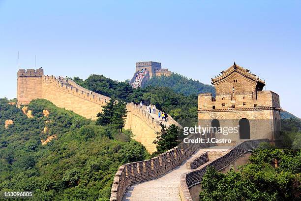great wall of china - chinese muur noord china stockfoto's en -beelden