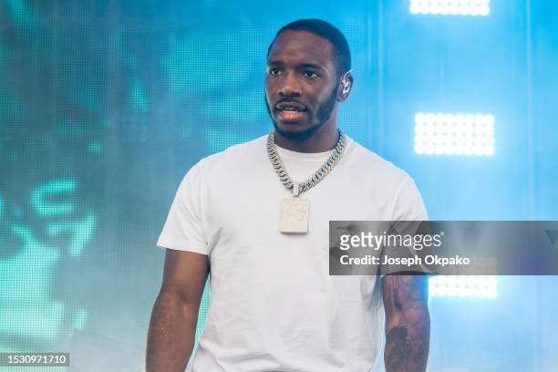 Konan of Krept and Konan performs with K-Trap during day three of Wireless Festival 2023 at Finsbury Park on July 09, 2023 in London, England.