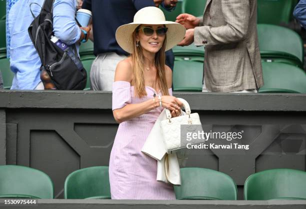 Jelena Djokovic attends day eight of the Wimbledon Tennis Championships at All England Lawn Tennis and Croquet Club on July 10, 2023 in London,...